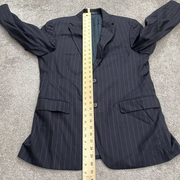 Boss Hugo Boss Super 120 Wool Blazer Suit Jacket Mens 38R Navy Blue Striped Work - Picture 10 of 13